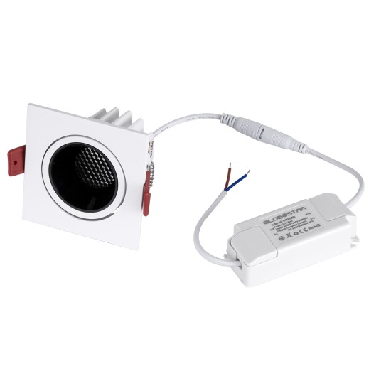 GloboStar® LEO-SQ 60289 Χωνευτό LED Spot Downlight TrimLess Μ8.5xΠ8.5cm 10W 1250lm 38° AC 220-240V IP20 Μ8.5 x Π8.5 x Υ6.6cm - Τετράγωνο - Κινούμενο - Λευκό με Μαύρο Κάτοπτρο & Anti-Glare HoneyComb - Θερμό Λευκό 2700K - Bridgelux COB - 5 Years Warrant GloboStar® LEO-SQ 60289 Χωνευτό LED Spot Downlight TrimLess Μ8.5xΠ8.5cm 10W 1250lm 38° AC 220-240V IP20 Μ8.5 x Π8.5 x Υ6.6cm - Τετράγωνο - Κινούμενο - Λευκό με Μαύρο Κάτοπτρο & Anti-Glare HoneyComb - Θερμό Λευκό 2700K - Bridgelux COB - 5 Years Warrant