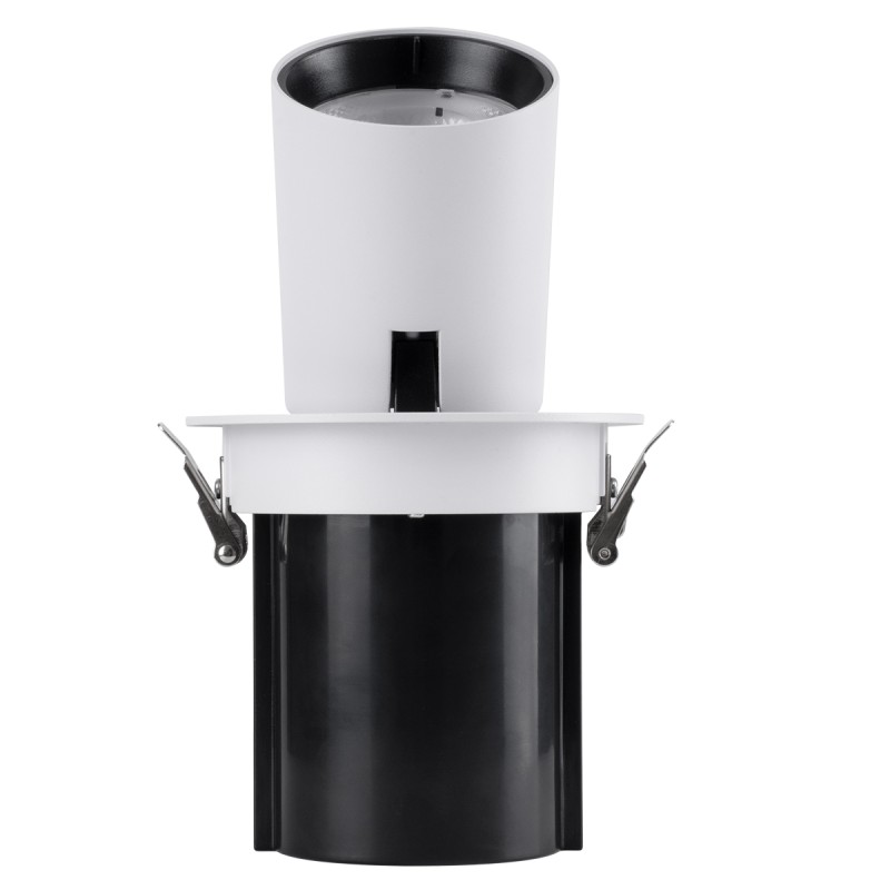 GloboStar® VIRGO-B 60310 Χωνευτό LED Spot Downlight TrimLess Φ13.5cm 20W 2600lm 36° AC 220-240V IP20 Φ13.5cm x Υ14cm - Στρόγγυλο - Λευκό με Μαύρο Κάτοπτρο - Φυσικό Λευκό 4500K - Bridgelux COB - 5 Years Warranty