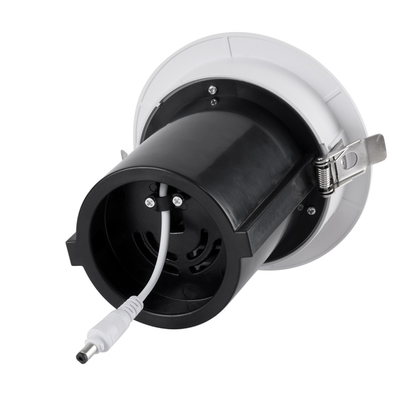 GloboStar® VIRGO-B 60310 Χωνευτό LED Spot Downlight TrimLess Φ13.5cm 20W 2600lm 36° AC 220-240V IP20 Φ13.5cm x Υ14cm - Στρόγγυλο - Λευκό με Μαύρο Κάτοπτρο - Φυσικό Λευκό 4500K - Bridgelux COB - 5 Years Warranty