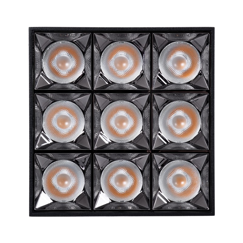 GloboStar® LUMINAR SUPERIOR 60337 Επιφανειακό LED Spot Downlight TrimLess 30W 4050lm 36° AC 220-240V IP20 Μ12 x Π12 x Υ6.6cm - Μαύρο με Κάτοπτρο Χρωμίου - Θερμό Λευκό 2700K - Bridgelux High Lumen Chip Gen2 - TÜV Certified Driver - 5 Years Warranty