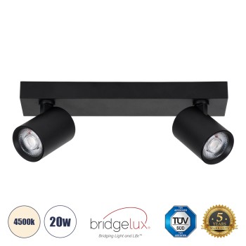 GLOBOSTAR® LEONARDO 60346 Μοντέρνο Φωτιστικό Οροφής LED 20W 2400lm 60° AC 220-240V IP20 Φυσικό Λευκό 4500K - Bridgelux COB - Μαύρο - Μ32 x Π7 x Υ11.8cm - 5 Χρόνια Εγγύηση