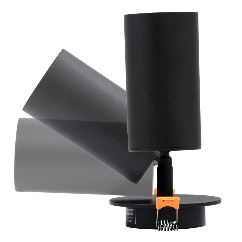 GLOBOSTAR® LEO 60350 Χωνευτό Κινούμενο Φωτιστικό Downlight Σποτ με Ντουί 1 x GU10 AC 220-240V IP20 - Μαύρο Ματ - Μ9 x Π9 x Υ17cm / Q7cm
