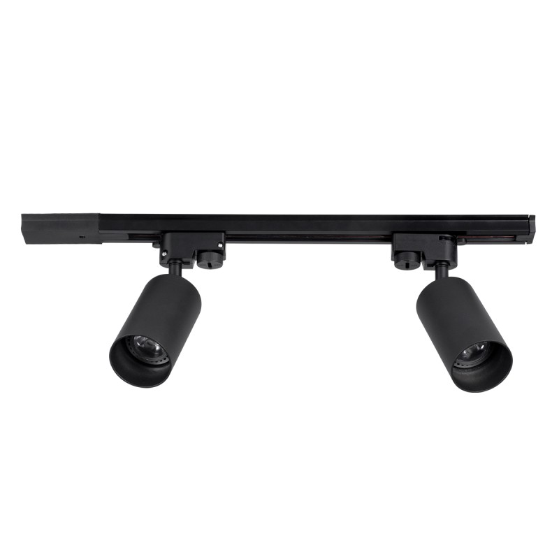 GloboStar® LEO 60354 Μοντέρνο Φωτιστικό Οροφής Ράγα Δίφωτο 2 x GU10 IP20 Μαύρο Αλουμίνιο - Μ50.5 x Π6 x Υ20cm - 5 Χρόνια Εγγύηση