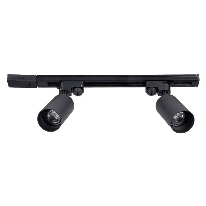 GloboStar® LEO 60354 Μοντέρνο Φωτιστικό Οροφής Ράγα Δίφωτο 2 x GU10 IP20 Μαύρο Αλουμίνιο - Μ50.5 x Π6 x Υ20cm - 5 Χρόνια Εγγύηση