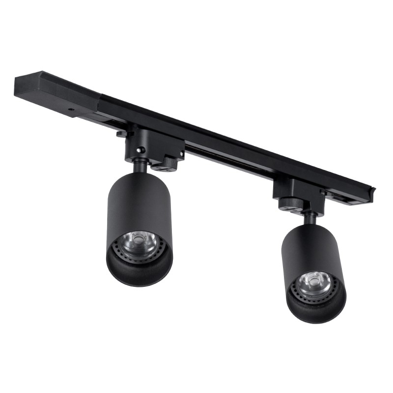 GloboStar® LEO 60354 Μοντέρνο Φωτιστικό Οροφής Ράγα Δίφωτο 2 x GU10 IP20 Μαύρο Αλουμίνιο - Μ50.5 x Π6 x Υ20cm - 5 Χρόνια Εγγύηση