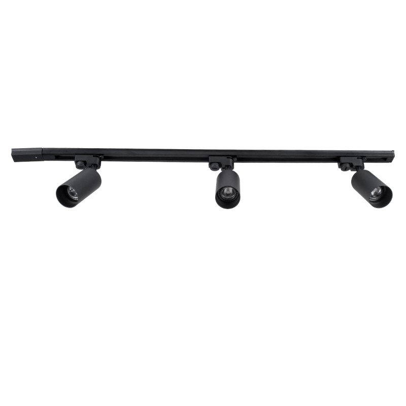 GloboStar® LEO 60355 Μοντέρνο Φωτιστικό Οροφής Ράγα Τρίφωτο 3 x GU10 IP20 Μαύρο Αλουμίνιο - Μ100 x Π6 x Υ20cm - 5 Χρόνια Εγγύηση