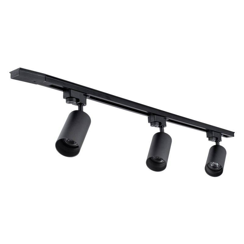 GloboStar® LEO 60355 Μοντέρνο Φωτιστικό Οροφής Ράγα Τρίφωτο 3 x GU10 IP20 Μαύρο Αλουμίνιο - Μ100 x Π6 x Υ20cm - 5 Χρόνια Εγγύηση