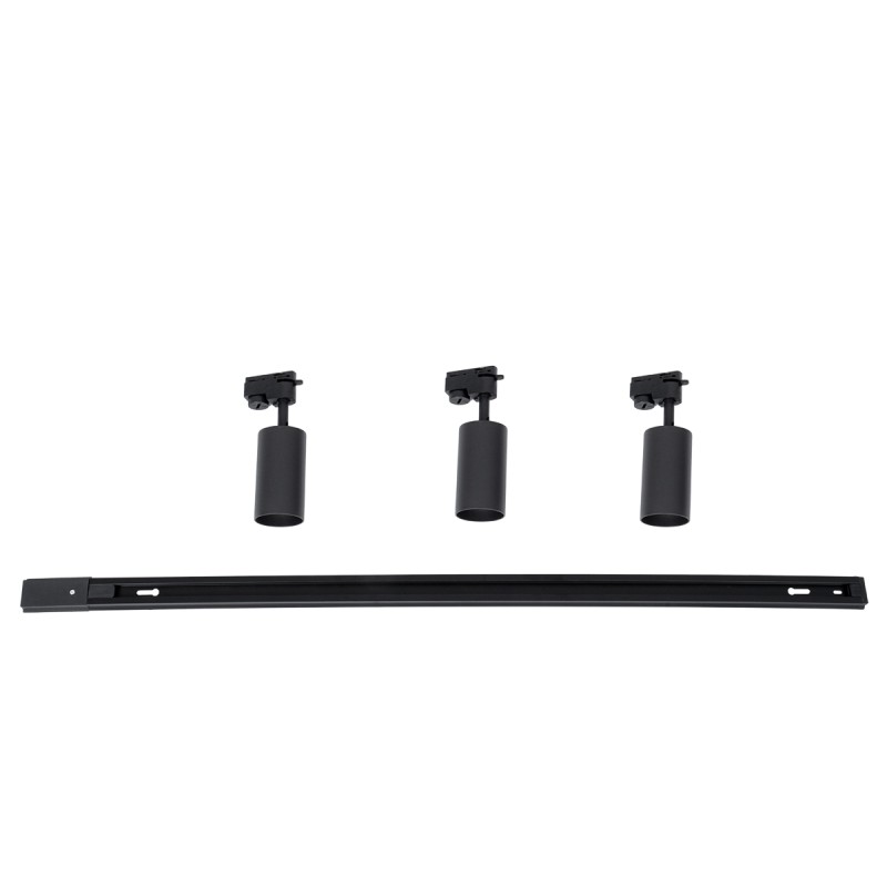 GloboStar® LEO 60355 Μοντέρνο Φωτιστικό Οροφής Ράγα Τρίφωτο 3 x GU10 IP20 Μαύρο Αλουμίνιο - Μ100 x Π6 x Υ20cm - 5 Χρόνια Εγγύηση