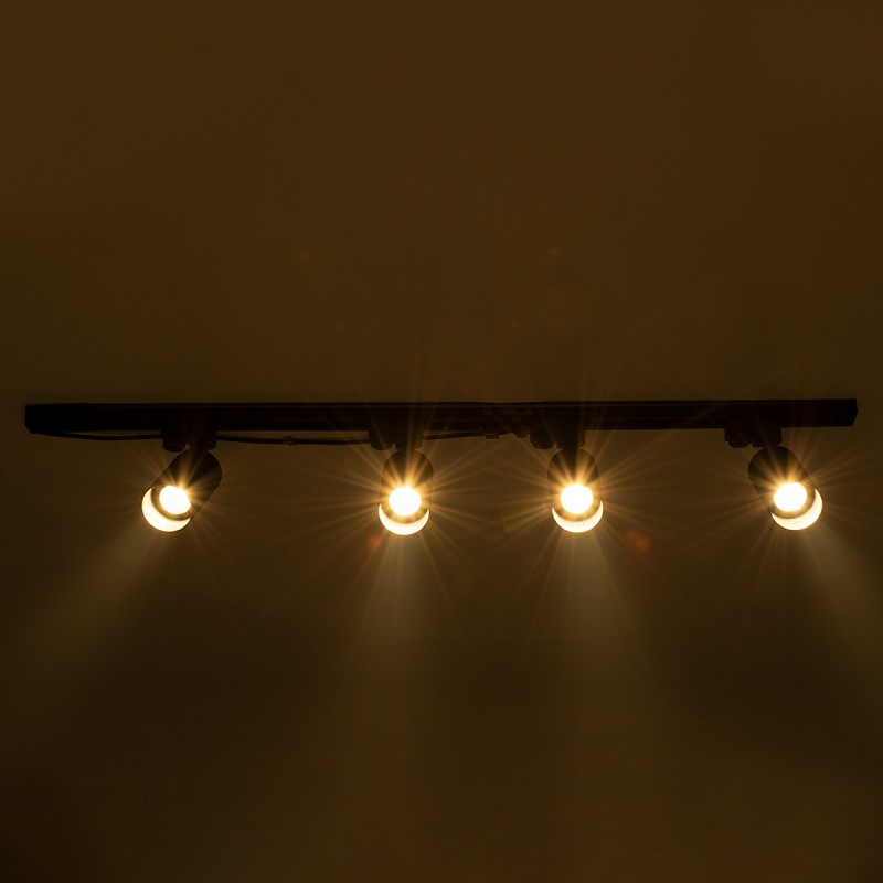 GloboStar® LEO 60356 Μοντέρνο Φωτιστικό Οροφής Ράγα Πολύφωτο 4 x GU10 IP20 Μαύρο Αλουμίνιο - Μ100 x Π6 x Υ20cm - 5 Χρόνια Εγγύηση