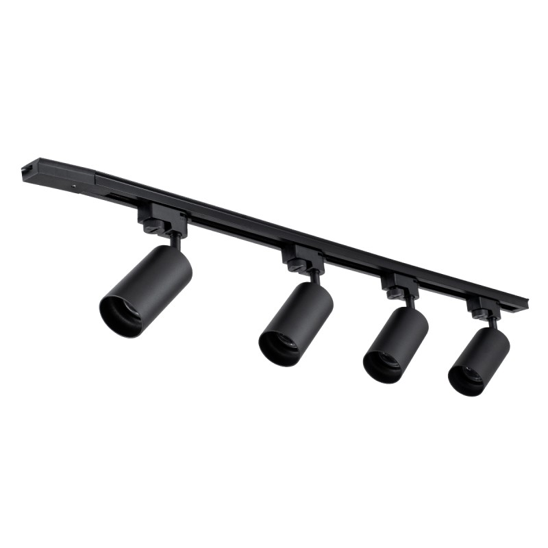 GloboStar® LEO 60356 Μοντέρνο Φωτιστικό Οροφής Ράγα Πολύφωτο 4 x GU10 IP20 Μαύρο Αλουμίνιο - Μ100 x Π6 x Υ20cm - 5 Χρόνια Εγγύηση