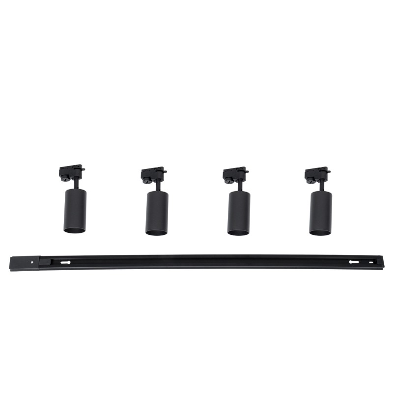 GloboStar® LEO 60356 Μοντέρνο Φωτιστικό Οροφής Ράγα Πολύφωτο 4 x GU10 IP20 Μαύρο Αλουμίνιο - Μ100 x Π6 x Υ20cm - 5 Χρόνια Εγγύηση