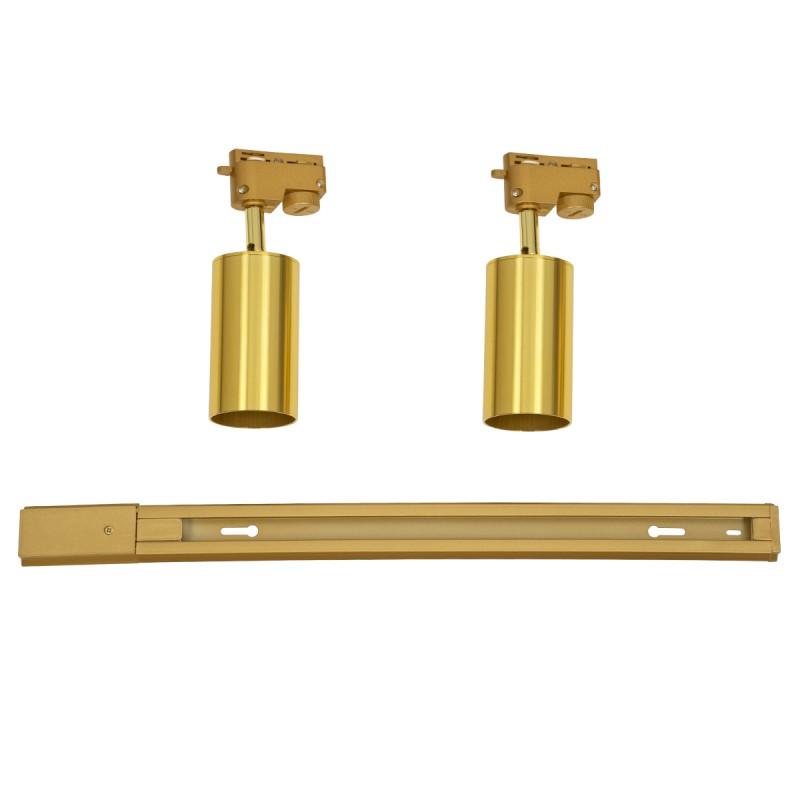 GloboStar® LEO 60358 Μοντέρνο Φωτιστικό Οροφής Ράγα Δίφωτο 2 x GU10 IP20 Χρυσό Αλουμίνιο - Μ50.5 x Π6 x Υ20cm - 5 Χρόνια Εγγύηση