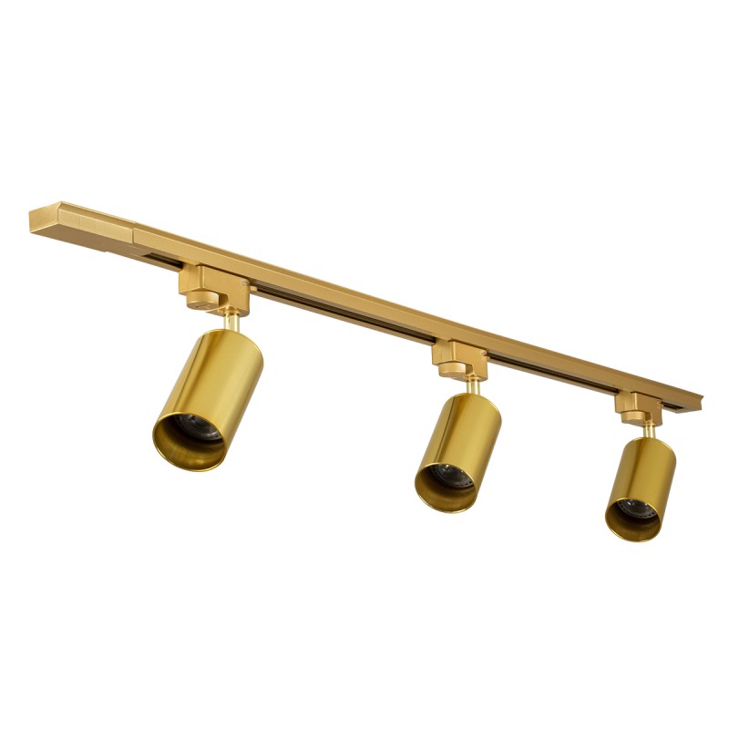 GloboStar® LEO 60359 Μοντέρνο Φωτιστικό Οροφής Ράγα Τρίφωτο 3 x GU10 IP20 Χρυσό Αλουμίνιο - Μ100 x Π6 x Υ20cm - 5 Χρόνια Εγγύηση