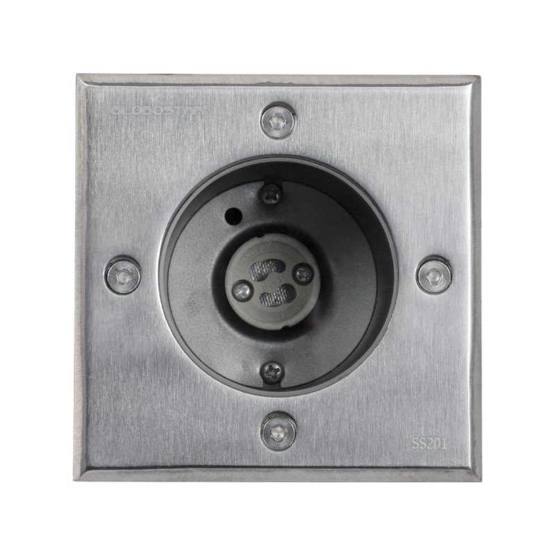 GloboStar® GIGO 60362 Χωνευτό Τετράγωνο Σποτ Δαπέδου για Λάμπα MR16 με Ντουί GU10 - Αδιάβροχο IP68 - IK09 - Ανοξείδωτο Ατσάλι / Stainless Steel 201 - Tempered Glass - Μ11 x Π11 x Υ11.5cm - Nickel Ματ - 5 Years Warranty