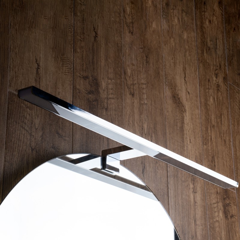 GloboStar® NINA 60422 Μοντέρνο Φωτιστικό Τοίχου - Απλίκα Καθρέπτη Μπάνιου - Πίνακα LED 12W 1400lm 120° AC 220-240V IP44 Μ60 x Π10.5 x Υ4cm - Φυσικό Λευκό 4500K - Χρώμιο Νίκελ- 3 Χρόνια Εγγύηση