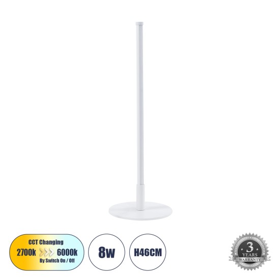 GloboStar® DALUMA 60468 Επιτραπέζιο Φωτιστικό LED CCT 8W 880lm 200° AC 220-240V - Εναλλαγή Φωτισμού μέσω On/Off All In One Ψυχρό 6000k+Φυσικό 4500k+Θερμό 2700k Μ15 x Π15 x Υ46cm - Λευκό - 3 Χρόνια Εγγύηση GloboStar® DALUMA 60468 Επιτραπέζιο Φωτιστικό LED CCT 8W 880lm 200° AC 220-240V - Εναλλαγή Φωτισμού μέσω On/Off All In One Ψυχρό 6000k+Φυσικό 4500k+Θερμό 2700k Μ15 x Π15 x Υ46cm - Λευκό - 3 Χρόνια Εγγύηση