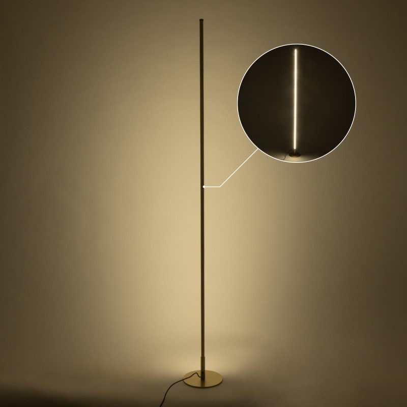 GloboStar® DALUMA 60472 Επιδαπέδιο Φωτιστικό LED CCT 24W 2640lm 200° AC 220-240V - Εναλλαγή Φωτισμού μέσω On/Off All In One Ψυχρό 6000k+Φυσικό 4500k+Θερμό 2700k Μ18 x Π18 x Υ160cm - Χρυσό - 3 Χρόνια Εγγύηση