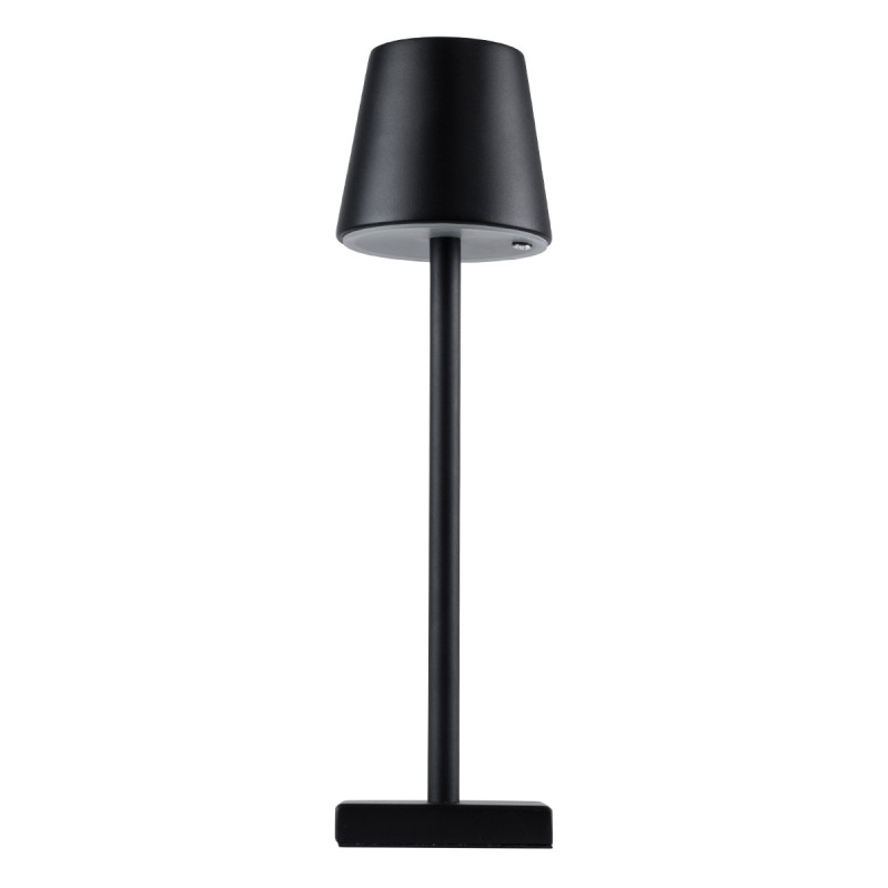 GloboStar® NEGA 60473 Μοντέρνο Επιτραπέζιο Φωτιστικό Πορτατίφ LED 2.2W 154lm 360° DC 5V Επαναφορτιζόμενο με Μπαταρία Li-ion 4000mAh - Διακόπτη Αφής - Θερμό Λευκό 2700K - Dimmable - D10 x H39cm - Μαύρο - 2 Years Warranty