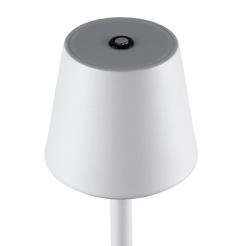 GloboStar® NEGA 60474 Μοντέρνο Επιτραπέζιο Φωτιστικό Πορτατίφ LED 2.2W 154lm 360° DC 5V Επαναφορτιζόμενο με Μπαταρία Li-ion 4000mAh - Διακόπτη Αφής - Θερμό Λευκό 2700K - Dimmable - D10 x H39cm - Λευκό - 2 Years Warranty