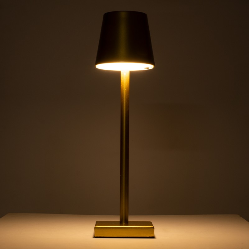 GloboStar® NEGA 60475 Μοντέρνο Επιτραπέζιο Φωτιστικό Πορτατίφ LED 2.2W 154lm 360° DC 5V Επαναφορτιζόμενο με Μπαταρία Li-ion 4000mAh - Διακόπτη Αφής - Θερμό Λευκό 2700K - Dimmable - D10 x H39cm - Χρυσό - 2 Years Warranty