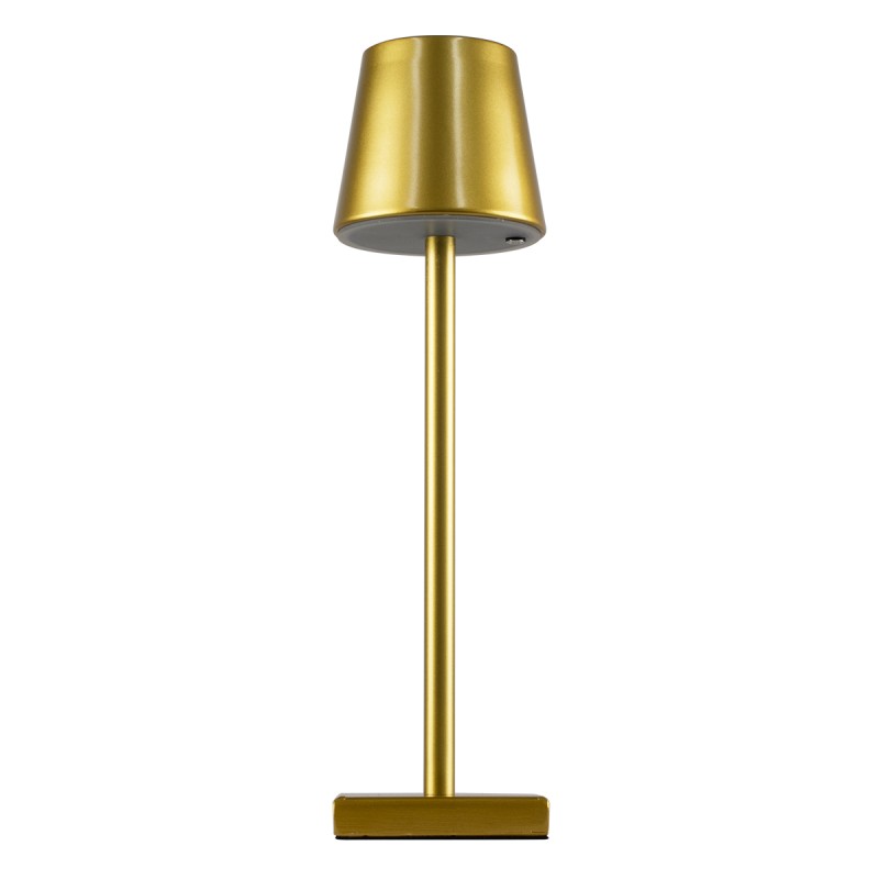 GloboStar® NEGA 60475 Μοντέρνο Επιτραπέζιο Φωτιστικό Πορτατίφ LED 2.2W 154lm 360° DC 5V Επαναφορτιζόμενο με Μπαταρία Li-ion 4000mAh - Διακόπτη Αφής - Θερμό Λευκό 2700K - Dimmable - D10 x H39cm - Χρυσό - 2 Years Warranty