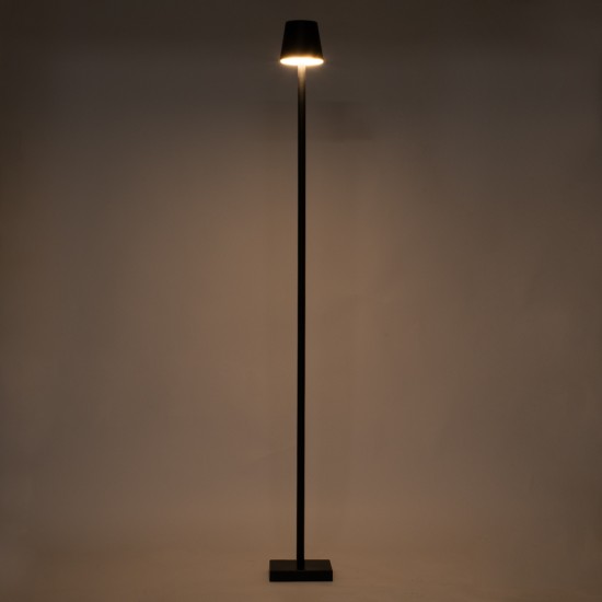 GloboStar® NEGA 60477 Μοντέρνο Επιδαπέδιο Φωτιστικό LED 2.2W 154lm 360° DC 5V Επαναφορτιζόμενο με Μπαταρία Li-ion 4000mAh - Διακόπτη Αφής - Θερμό Λευκό 2700K - Dimmable - D10 x H135cm - Μαύρο - 2 Years Warranty