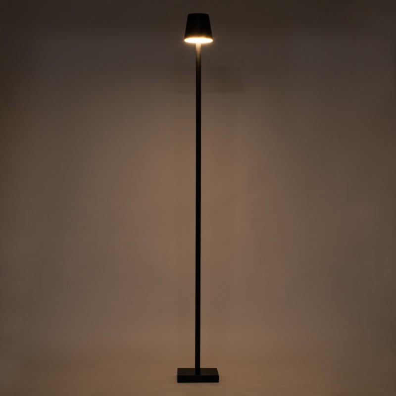 GloboStar® NEGA 60477 Μοντέρνο Επιδαπέδιο Φωτιστικό LED 2.2W 154lm 360° DC 5V Επαναφορτιζόμενο με Μπαταρία Li-ion 4000mAh - Διακόπτη Αφής - Θερμό Λευκό 2700K - Dimmable - D10 x H135cm - Μαύρο - 2 Years Warranty