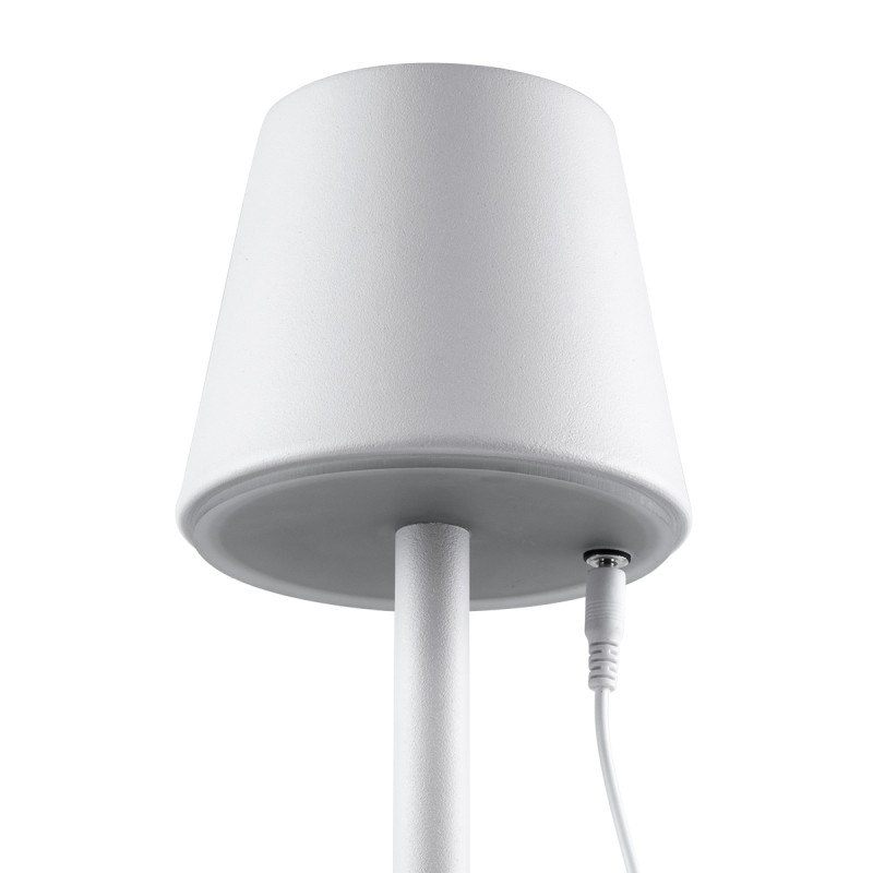 GloboStar® NEGA 60478 Μοντέρνο Επιδαπέδιο Φωτιστικό LED 2.2W 154lm 360° DC 5V Επαναφορτιζόμενο με Μπαταρία Li-ion 4000mAh - Διακόπτη Αφής - Θερμό Λευκό 2700K - Dimmable - D10 x H135cm - Λευκό - 2 Years Warranty