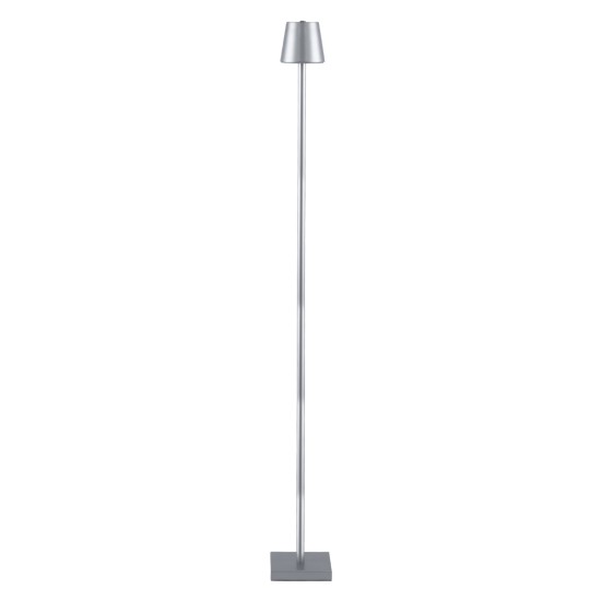 GloboStar® NEGA 60480 Μοντέρνο Επιδαπέδιο Φωτιστικό LED 2.2W 154lm 360° DC 5V Επαναφορτιζόμενο με Μπαταρία Li-ion 4000mAh - Διακόπτη Αφής - Θερμό Λευκό 2700K - Dimmable - D10 x H135cm - Ασημί - 2 Years Warranty