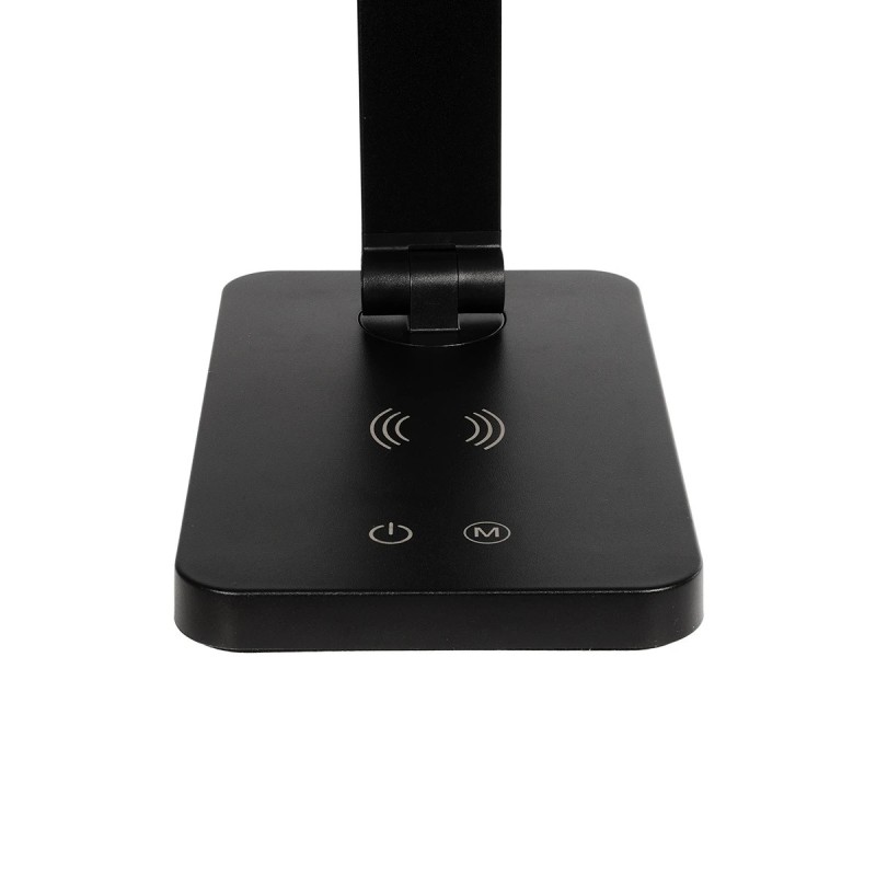 GLOBOSTAR® TEBLA 60482 Μοντέρνο Επιτραπέζιο Φωτιστικό Γραφείου με Ασύρματη Φόρτιση 5W 1A LED 5W 500lm 120° AC 220-240V IP20 Ρυθμιζόμενο Λευκό CCT με Αφή 2700K/4500K/6000K Dimmable - Bridgelux SMD Chip - Μαύρο - Μ11 x Π31 x Υ52cm - 2 Χρόνια Εγγύηση