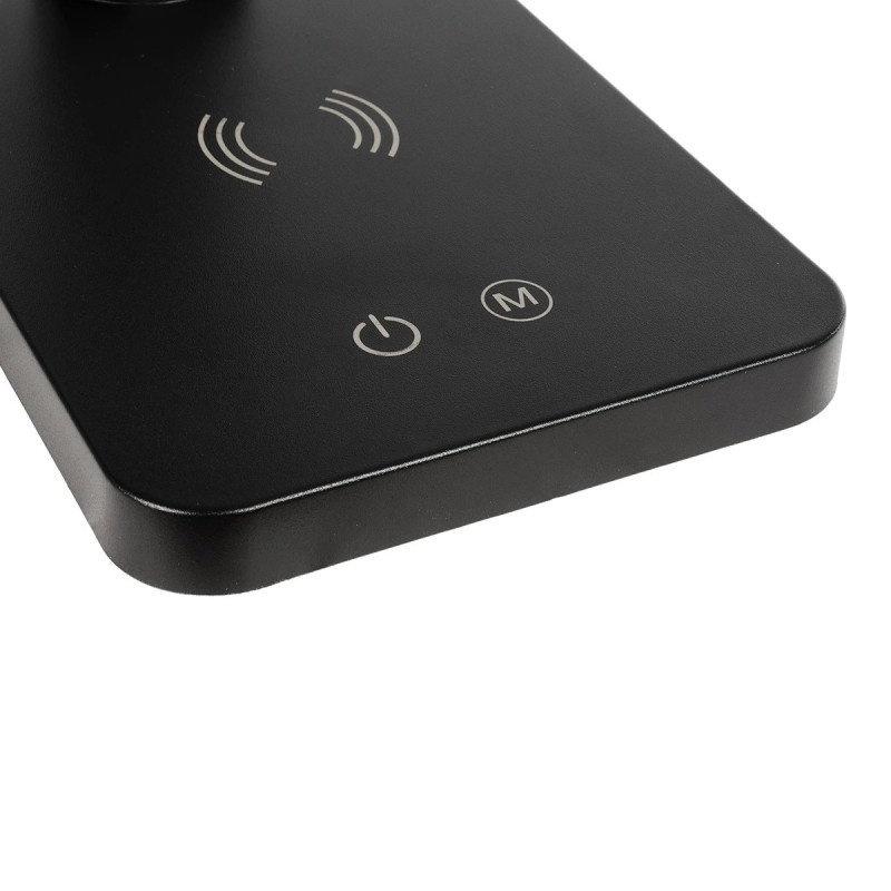 GLOBOSTAR® TEBLA 60482 Μοντέρνο Επιτραπέζιο Φωτιστικό Γραφείου με Ασύρματη Φόρτιση 5W 1A LED 5W 500lm 120° AC 220-240V IP20 Ρυθμιζόμενο Λευκό CCT με Αφή 2700K/4500K/6000K Dimmable - Bridgelux SMD Chip - Μαύρο - Μ11 x Π31 x Υ52cm - 2 Χρόνια Εγγύηση