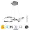 GLOBOSTAR® DEXTER 60948 Μοντέρνο Κρεμαστό Φωτιστικό Οροφής LED 72W 8064lm 300° AC 220-240V IP20 Ρυθμιζόμενο Λευκό CCT με Χειριστήριο από 2700K έως 6000K Dimmable - Lumileds SMD Chip - Νίκελ Βούρτσας - Μ56 x Π56 x Υ14cm - 3 Χρόνια Εγγύηση