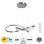 GLOBOSTAR® DEXTER 60498 Μοντέρνο Κρεμαστό Φωτιστικό Οροφής LED 72W 8064lm 300° AC 220-240V IP20 Ρυθμιζόμενο Λευκό CCT με Χειριστήριο από 2700K έως 6000K Dimmable - Lumileds SMD Chip - Νίκελ Βούρτσας - Μ56 x Π56 x Υ14cm - 3 Χρόνια Εγγύηση