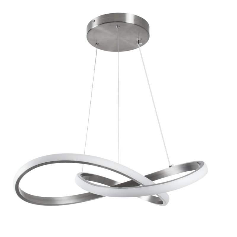 GLOBOSTAR® DEXTER 60948 Μοντέρνο Κρεμαστό Φωτιστικό Οροφής LED 72W 8064lm 300° AC 220-240V IP20 Ρυθμιζόμενο Λευκό CCT με Χειριστήριο από 2700K έως 6000K Dimmable - Lumileds SMD Chip - Νίκελ Βούρτσας - Μ56 x Π56 x Υ14cm - 3 Χρόνια Εγγύηση