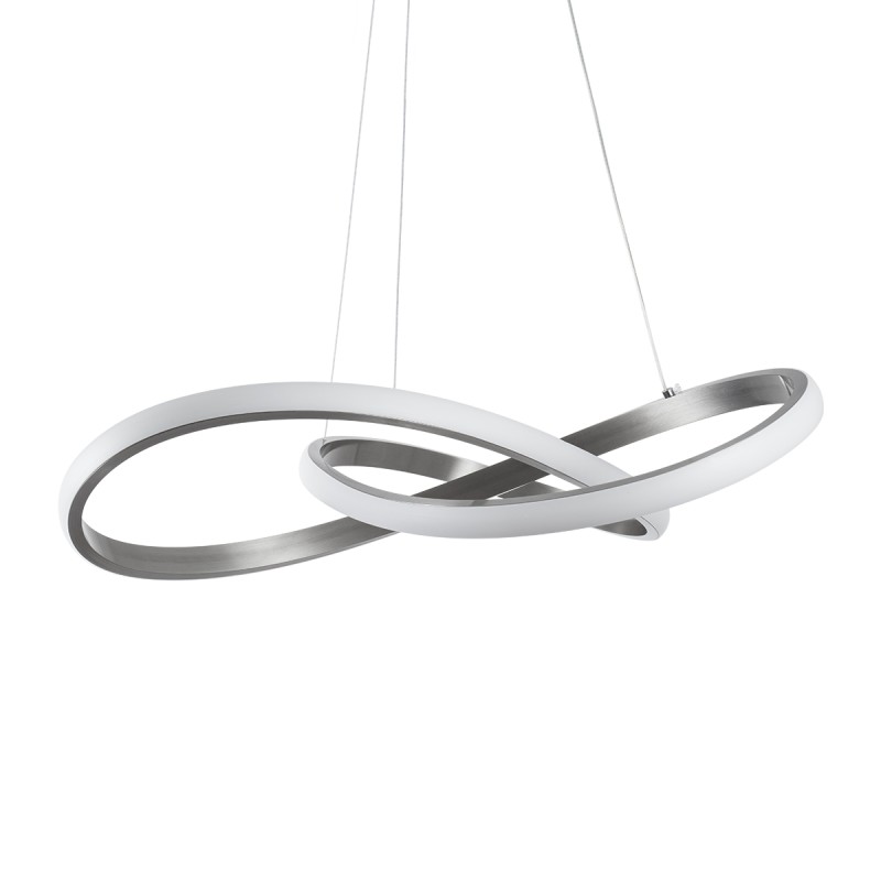 GLOBOSTAR® DEXTER 60948 Μοντέρνο Κρεμαστό Φωτιστικό Οροφής LED 72W 8064lm 300° AC 220-240V IP20 Ρυθμιζόμενο Λευκό CCT με Χειριστήριο από 2700K έως 6000K Dimmable - Lumileds SMD Chip - Νίκελ Βούρτσας - Μ56 x Π56 x Υ14cm - 3 Χρόνια Εγγύηση