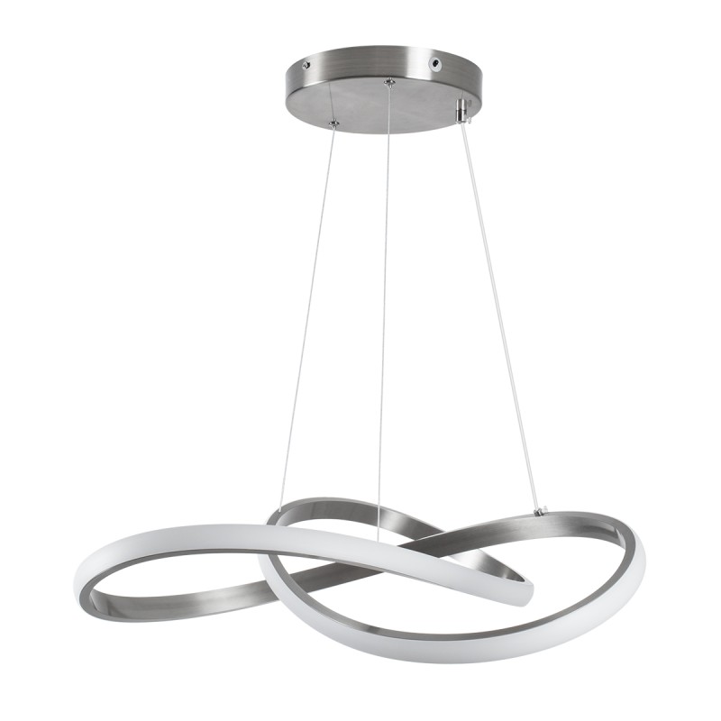 GLOBOSTAR® DEXTER 60948 Μοντέρνο Κρεμαστό Φωτιστικό Οροφής LED 72W 8064lm 300° AC 220-240V IP20 Ρυθμιζόμενο Λευκό CCT με Χειριστήριο από 2700K έως 6000K Dimmable - Lumileds SMD Chip - Νίκελ Βούρτσας - Μ56 x Π56 x Υ14cm - 3 Χρόνια Εγγύηση