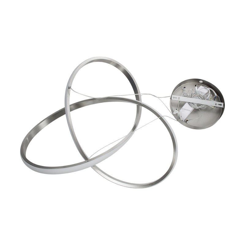 GLOBOSTAR® DEXTER 60948 Μοντέρνο Κρεμαστό Φωτιστικό Οροφής LED 72W 8064lm 300° AC 220-240V IP20 Ρυθμιζόμενο Λευκό CCT με Χειριστήριο από 2700K έως 6000K Dimmable - Lumileds SMD Chip - Νίκελ Βούρτσας - Μ56 x Π56 x Υ14cm - 3 Χρόνια Εγγύηση