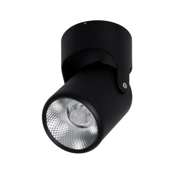 GLOBOSTAR® DETRONIC 60504 Κινούμενο Downlight Σποτ LED 10W 1300lm 24° AC 220-240V IP20 Φυσικό Λευκό 4500K - Bridgelux COB Chip & TÜV SÜD Driver - Μαύρο Ματ - Μ9 x Π9 x Υ16cm - 5 Χρόνια Εγγύηση