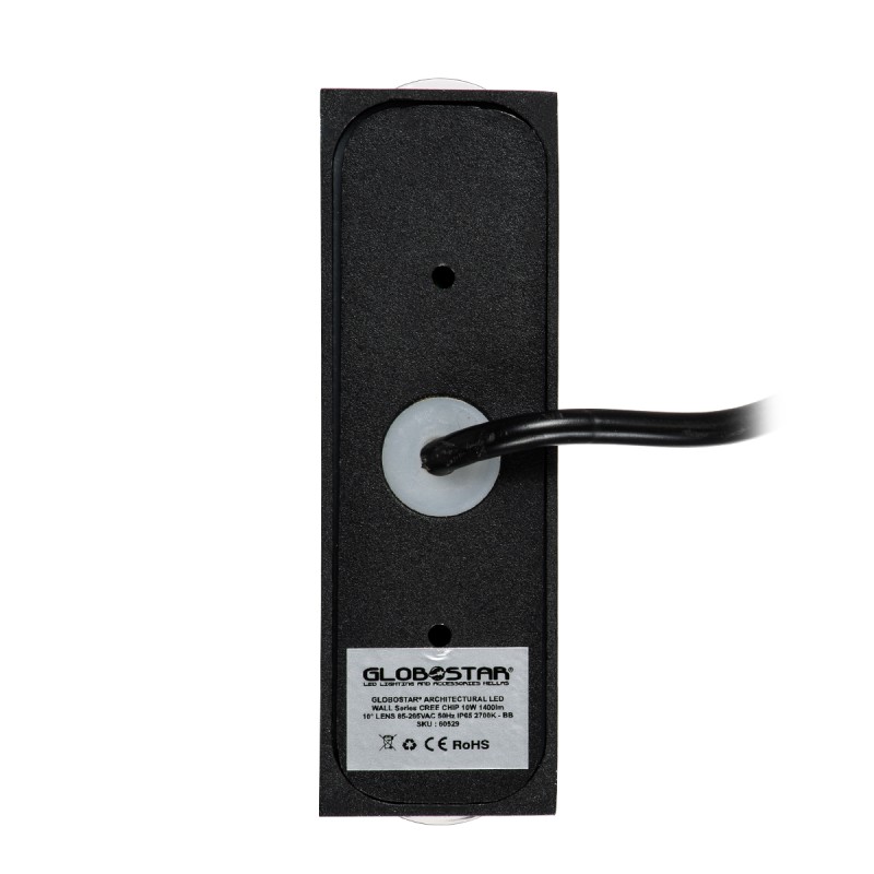 GloboStar® LINOR 60529 Φωτιστικό Τοίχου - Απλίκα Αρχιτεκτονικού Φωτισμού Εσωτερικού/Εξωτερικού Χώρου Up & Down LED 10W 1000lm 60° AC220-240V Αδιάβροχο IP65 - Σώμα Αλουμινίου & Tempered Glass - Μ12.5 x Π6 x Υ4cm - Θερμό Λευκό 2700K - Μαύρο - Bridge