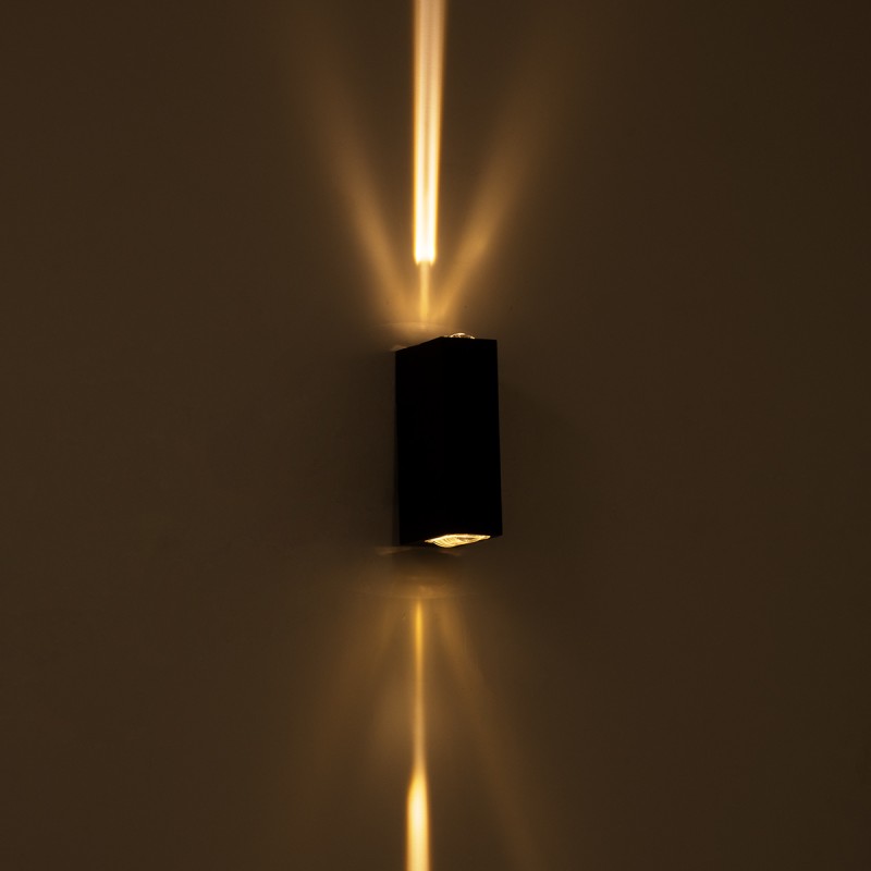 GloboStar® LINOR 60529 Φωτιστικό Τοίχου - Απλίκα Αρχιτεκτονικού Φωτισμού Εσωτερικού/Εξωτερικού Χώρου Up & Down LED 10W 1000lm 60° AC220-240V Αδιάβροχο IP65 - Σώμα Αλουμινίου & Tempered Glass - Μ12.5 x Π6 x Υ4cm - Θερμό Λευκό 2700K - Μαύρο - Bridge