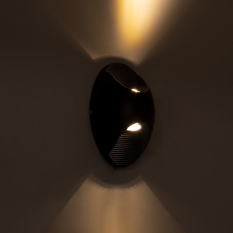 GloboStar® JEREMY 60532 Φωτιστικό Τοίχου - Απλίκα Αρχιτεκτονικού Φωτισμού Εσωτερικού/Εξωτερικού Χώρου Up & Down LED 10W 1000lm 60° AC220-240V Αδιάβροχο IP65 - Σώμα Αλουμινίου & Tempered Glass - Μ16 x Π10 x Υ7cm - Θερμό Λευκό 2700K - Μαύρο - Bridge