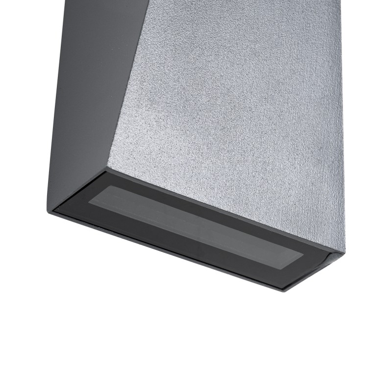 GloboStar® TRIANDE 60552 Φωτιστικό Τοίχου - Απλίκα Αρχιτεκτονικού Φωτισμού Εσωτερικού/Εξωτερικού Χώρου Up & Down LED 10W 1150lm 5° & 60° AC 220-240V Αδιάβροχο IP65 Μ8.5 x Π8.5 x Υ20cm - Θερμό Λευκό 2700K - Γκρι Ανθρακί - Bridgelux Chip - 3 Χρόνια