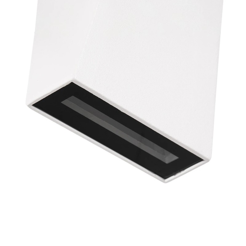 GloboStar® TRIANDE 60554 Φωτιστικό Τοίχου - Απλίκα Αρχιτεκτονικού Φωτισμού Εσωτερικού/Εξωτερικού Χώρου Up & Down LED 10W 1200lm 5° & 60° AC 220-240V IP65 Μ8.5 x Π8.5 x Υ20cm - Φυσικό Λευκό 4500K - Λευκό Αλουμίνιο - Bridgelux Chip - 3 Χρόνια Εγγύησ