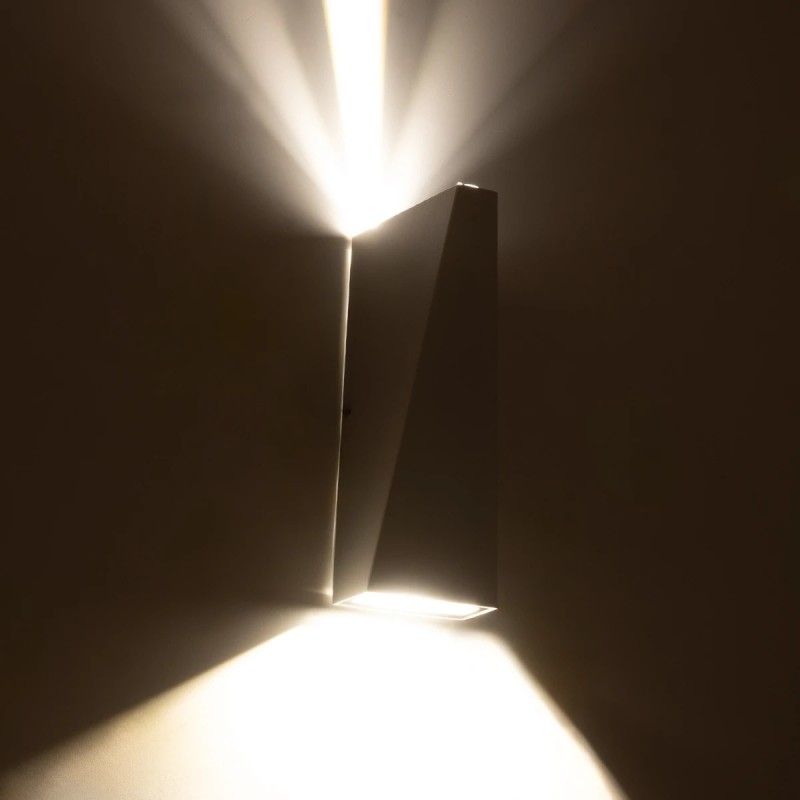 GloboStar® TRIANDE 60554 Φωτιστικό Τοίχου - Απλίκα Αρχιτεκτονικού Φωτισμού Εσωτερικού/Εξωτερικού Χώρου Up & Down LED 10W 1200lm 5° & 60° AC 220-240V IP65 Μ8.5 x Π8.5 x Υ20cm - Φυσικό Λευκό 4500K - Λευκό Αλουμίνιο - Bridgelux Chip - 3 Χρόνια Εγγύησ