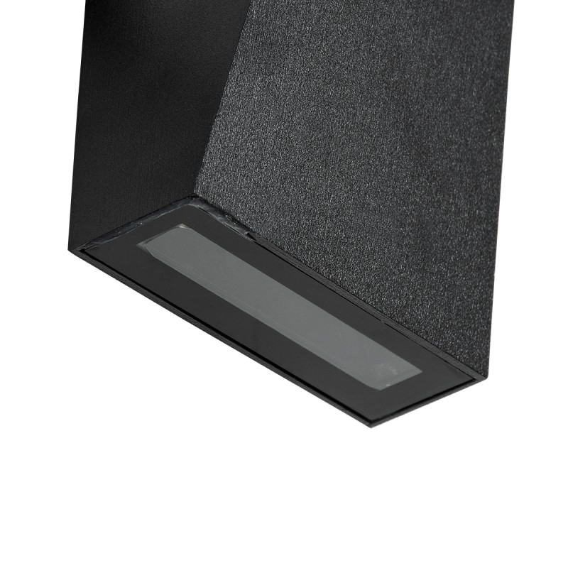 GloboStar® TRIANDE 60556 Φωτιστικό Τοίχου - Απλίκα Αρχιτεκτονικού Φωτισμού Εσωτερικού/Εξωτερικού Χώρου Up & Down LED 10W 1200lm 5° & 60° AC 220-240V IP65 Μ8.5 x Π8.5 x Υ20cm - Φυσικό Λευκό 4500K - Μαύρο Αλουμίνιο - Bridgelux Chip - 3 Χρόνια Εγγύησ