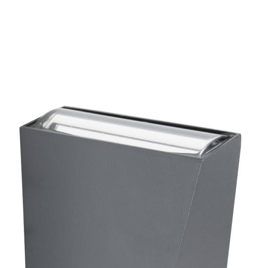 GloboStar® TRIANDE 60558 Φωτιστικό Τοίχου - Απλίκα Αρχιτεκτονικού Φωτισμού Εσωτερικού/Εξωτερικού Χώρου Up & Down LED 10W 1250lm 5° & 60° AC 220-240V Αδιάβροχο IP65 Μ8.5 x Π8.5 x Υ20cm - Ψυχρό Λευκό 6000K - Γκρι Ανθρακί - Bridgelux Chip - 3 Χρόνια