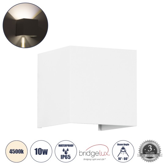 GloboStar® AXIS-S 60563 Φωτιστικό Τοίχου - Απλίκα Αρχιτεκτονικού Φωτισμού Εσωτερικού/Εξωτερικού Χώρου Up & Down LED 10W 1200lm 10 έως 60° AC 220-240V Αδιάβροχο IP65 Μ10 x Π10 x Υ10cm - Φυσικό Λευκό 4500K - Λευκό - Bridgelux Chip - 3 Years Warranty GloboStar® AXIS-S 60563 Φωτιστικό Τοίχου - Απλίκα Αρχιτεκτονικού Φωτισμού Εσωτερικού/Εξωτερικού Χώρου Up & Down LED 10W 1200lm 10 έως 60° AC 220-240V Αδιάβροχο IP65 Μ10 x Π10 x Υ10cm - Φυσικό Λευκό 4500K - Λευκό - Bridgelux Chip - 3 Years Warranty