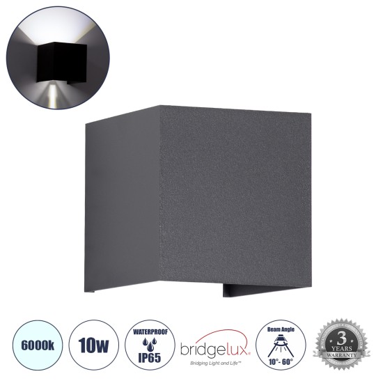 GloboStar® AXIS-S 60567 Φωτιστικό Τοίχου - Απλίκα Αρχιτεκτονικού Φωτισμού Εσωτερικού/Εξωτερικού Χώρου Up & Down LED 10W 1250lm 10 έως 60° AC 220-240V Αδιάβροχο IP65 Μ10 x Π10 x Υ10cm - Ψυχρό Λευκό 6000K - Γκρι Ανθρακί - Bridgelux Chip - 3 Χρόνια Εγγύη GloboStar® AXIS-S 60567 Φωτιστικό Τοίχου - Απλίκα Αρχιτεκτονικού Φωτισμού Εσωτερικού/Εξωτερικού Χώρου Up & Down LED 10W 1250lm 10 έως 60° AC 220-240V Αδιάβροχο IP65 Μ10 x Π10 x Υ10cm - Ψυχρό Λευκό 6000K - Γκρι Ανθρακί - Bridgelux Chip - 3 Χρόνια Εγγύη