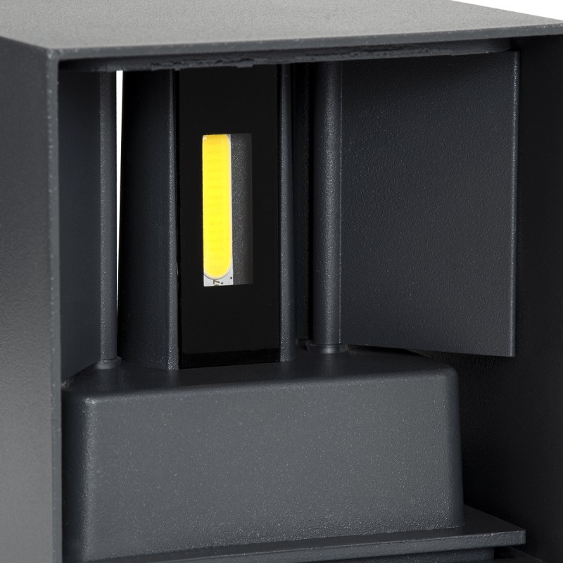 GloboStar® AXIS-S 60567 Φωτιστικό Τοίχου - Απλίκα Αρχιτεκτονικού Φωτισμού Εσωτερικού/Εξωτερικού Χώρου Up & Down LED 10W 1250lm 10 έως 60° AC 220-240V Αδιάβροχο IP65 Μ10 x Π10 x Υ10cm - Ψυχρό Λευκό 6000K - Γκρι Ανθρακί - Bridgelux Chip - 3 Χρόνια Εγγύη