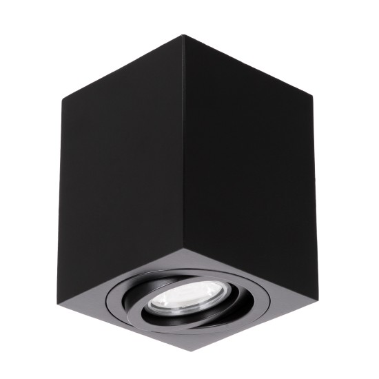 GloboStar® AKIRA 60621 Επιφανειακό Κινούμενο Τετράγωνο Φωτιστικό Σποτ Αλουμινίου με Ντουί GU10 AC 220-240V IP44 Μ8 x Π8 x Υ10cm - Μαύρο